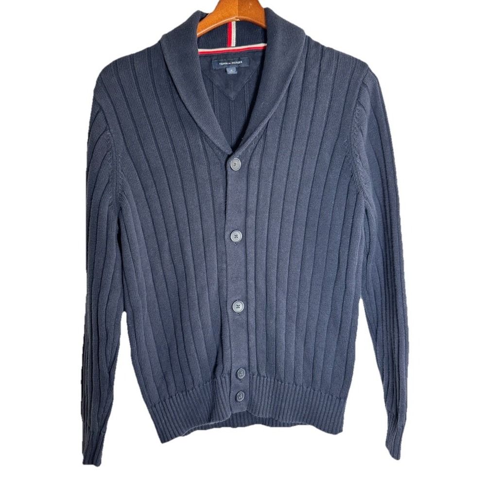 Tommy‎ Hilfiger Cable Knit Sweater Men's Medium Cotton Navy Blue